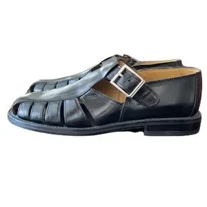 Bally Gerenzano Sandals Black Leather Fisherman Men\'s 9 D Vintage Black Fisherman Sandals for Men with Upper Leather for sale  main image 3